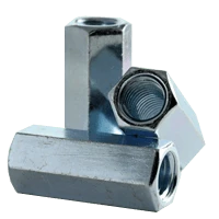 Zinc Plated Reducer Connectors 100-Pack Hex Coupling Reducer Nuts - 3/8-16 To 1/4-20 Threaded Rod Connectors, 1 Long Hex Nuts 3/8-16