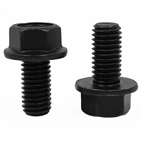 3/8"-16 x 1" Fully Threaded Grade 8 Indented Hex Flange Screw (Frame Bolt) Black Phosphate & Oil (700/Bulk Pkg.)