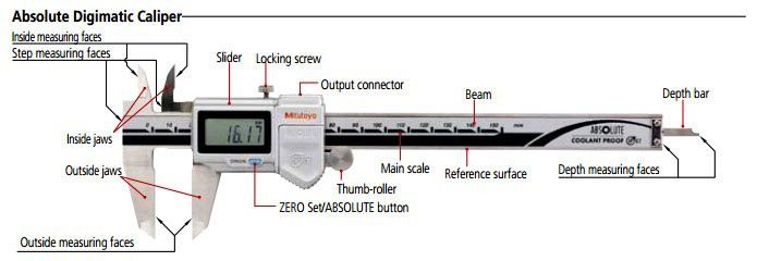 Calipers Mitutoyo 08" IP67 Solar Power Digimatic Caliper Digital