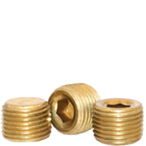 Image of 1/2"-14 Pipe Plugs Brass Dry-Seal 3/4" Taper  (USA) (50/Pkg.)