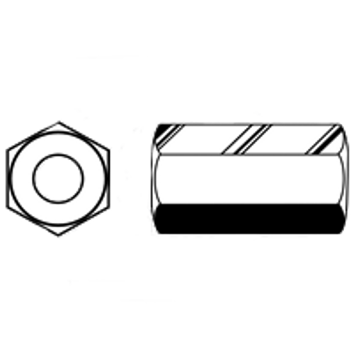 1/4"-20 x W7/16" x L1 3/4" Hex Coupling Nut, A563, Grade A, Hot Dip Galvanized (50/Pkg.)