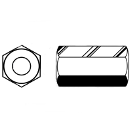 3/4"-10 x W1 1/8" x L2 1/4" Hex Coupling Nut, A563, Grade A, Plain (120/Bulk Pkg.)