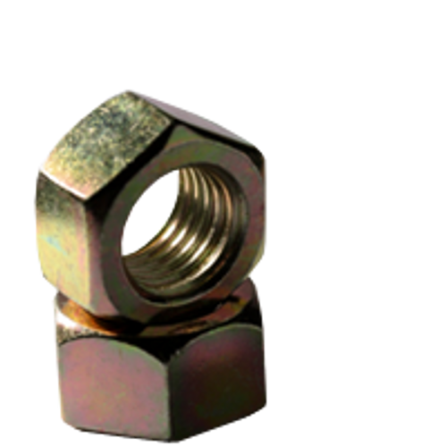 9/16"-12 Finished Hex Nut, Grade 2, Coarse, Low Carbon Steel, Zinc-Yellow (1000/Bulk Pkg.)