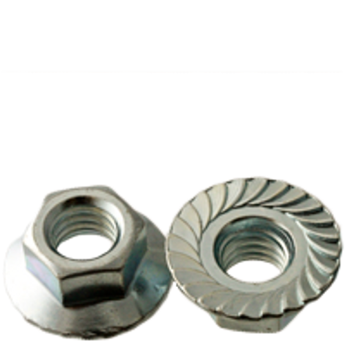 #10-32 Hex Flange Lock Nuts Serrated Fine Case Hardened Zinc Cr+3 (5000/Bulk Pkg.)