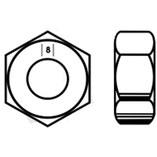 M6-1.00 Hex Nut, Class 8 DIN 934, Zinc-Yellow (8000/Bulk Pkg.)