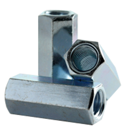 1/4"-20 x W7/16" x L1 3/4" Regular Hex Coupling Nut, A563, Grade A, Zinc Cr+3 (700/Bulk Pkg.)