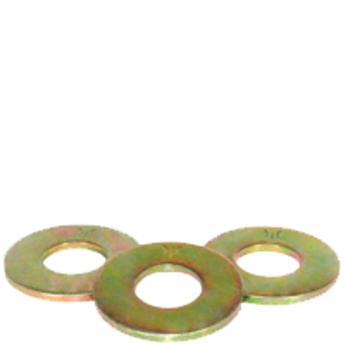 7/16" SAE Flat Washers Med. Carbon Thru-Hardened Zinc-Yellow (Import) (4,000/Bulk Pkg.)