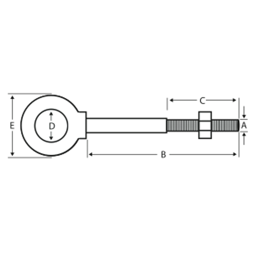 1" x 6" Shoulder Pattern Nut Eye Bolt, Hot Dipped Galvanized (4/Pkg.)