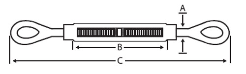 5/16" x 4-1/2" Turnbuckles - 304 Stainless Steel - Eye/Eye (12/Pkg.)