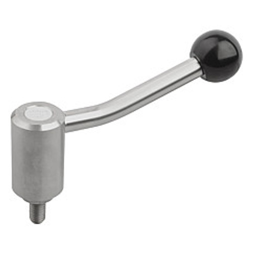 Kipp M12x30 Adjustable Tension Lever, External Thread, Stainless Steel, 20 Degrees, Size 2 (Qty. 1), K0109.2121X30