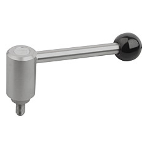 Kipp 5/8-11x25 Adjustable Tension Lever, External Thread, Stainless Steel, 0 Degrees, Size 3 (Qty. 1), K0109.3A62X25