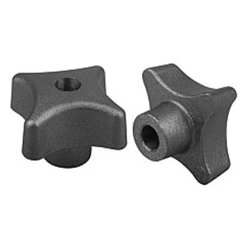 Kipp .625" Hole Diameter, 80 mm Diameter, Palm Grip Knob, Gray Cast Iron, DIN 6335, Style B (1/Pkg.), K0147.2CQ