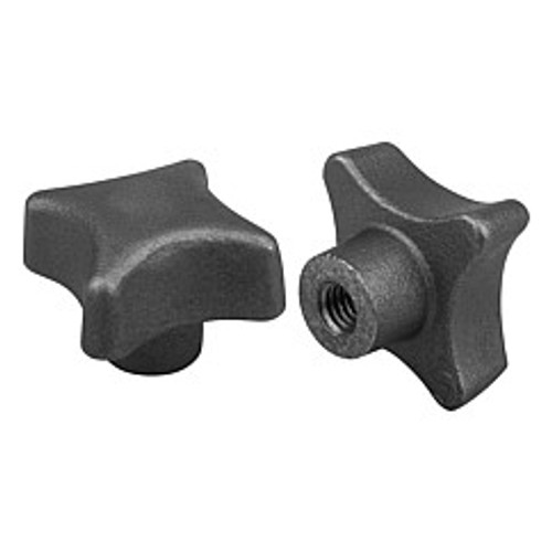 Kipp 3/8"-16 Hole Diameter, 50 mm Diameter, Palm Grip Knob, Gray Cast Iron, DIN 6335, Style E (Qty. 1), K0147.5A4 Kipp 3/8"-16 Hole Diameter, 50 mm Diameter, Palm Grip Knob, Gray Cast Iron, DIN 6335, Style E (Qty. 1), K0147.5A4