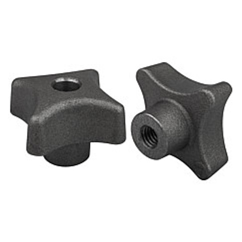 Kipp 3/8"-16 Hole Diameter, 50 mm Diameter, Palm Grip Knob, Gray Cast Iron, DIN 6335, Style D (Qty. 1), K0147.4A4 Kipp 3/8"-16 Hole Diameter, 50 mm Diameter, Palm Grip Knob, Gray Cast Iron, DIN 6335, Style D (Qty. 1), K0147.4A4