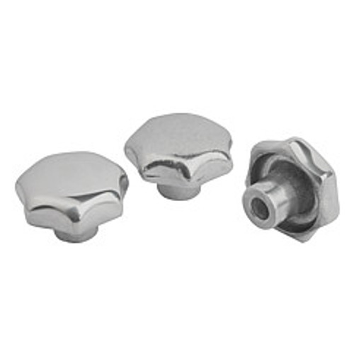 Kipp 16 mm Inside Diameter, 80 mm Diameter, Star Grip Knob, Aluminum, Tumbled Bright, Style C (1/Pkg.), K0149.38016