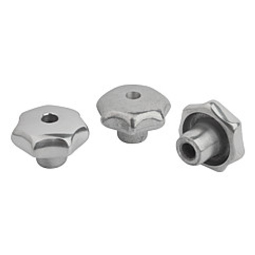 Kipp 16 mm Inside Diameter, 80 mm Diameter, Star Grip Knob, Aluminum, Tumbled Bright, Style B (Qty. 1), K0149.28016