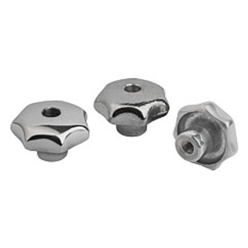 Kipp M8 Inside Diameter, 40 mm Diameter, Star Grip Knob, Aluminum, Tumbled Bright, Style D (1/Pkg.), K0149.44008