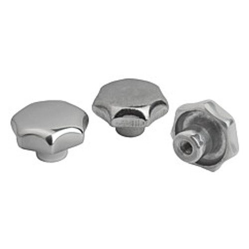 Kipp M10 Inside Diameter, 50 mm Diameter, Star Grip Knob, Aluminum, Tumbled Bright, Style E (1/Pkg.), K0149.55010