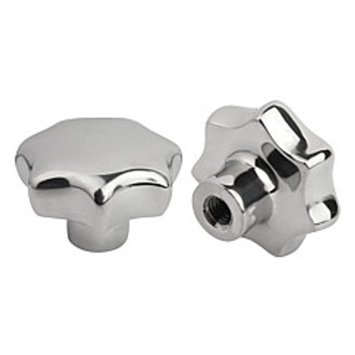 Kipp 3/8"-16 Inside Diameter, 50 mm Diameter, Star Grip Knob, Stainless Steel, Style E (Qty. 1), K0150.550A42