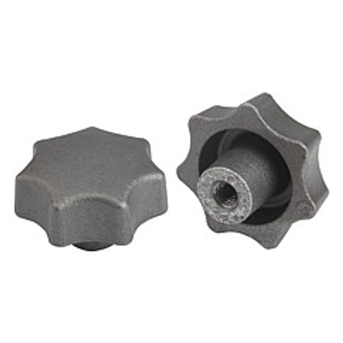 Kipp M8 mm Inside Diameter 40 mm Diameter, Star Grip Knob, Gray Cast Iron, DIN 6336, Style E (Qty. 1), K0151.508 Kipp M8 mm Inside Diameter 40 mm Diameter, Star Grip Knob, Gray Cast Iron, DIN 6336, Style E (Qty. 1), K0151.508
