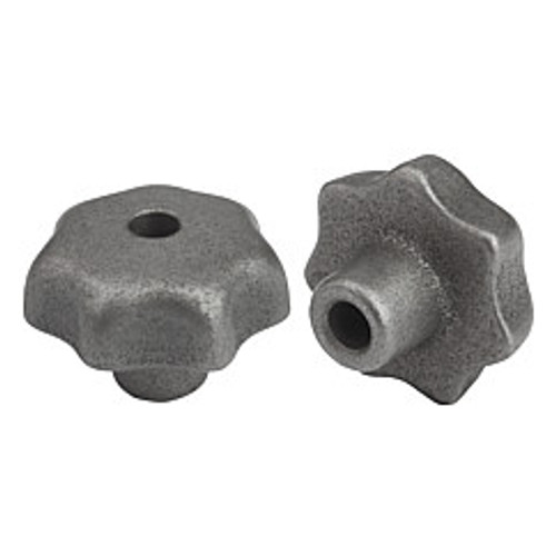 Kipp .500" mm Inside Diameter 63 mm Diameter, Star Grip Knob, Gray Cast Iron, DIN 6336, Style B (1/Pkg.), K0151.2CP