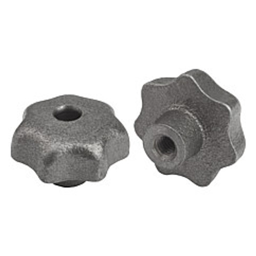 Kipp 3/8"-16 Inside Diameter 50 mm Diameter, Star Grip Knob, Gray Cast Iron, DIN 6336, Style D (Qty. 1), K0151.4A4 Kipp 3/8"-16 Inside Diameter 50 mm Diameter, Star Grip Knob, Gray Cast Iron, DIN 6336, Style D (Qty. 1), K0151.4A4