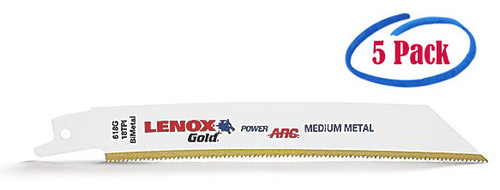 Lenox Gold General Purpose Reciprocating Saw Blades, 8" x 3/4" x .050", 10 TPI #21065810GR (5/Pkg.)