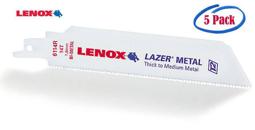 Lenox Lazer Bi-Metal Reciprocating Saw Blades, 9" x 1" x .035", 14 TPI #201789114R (5/Pkg.)