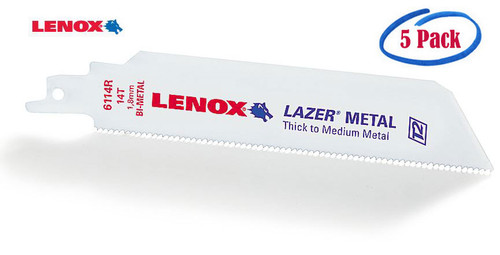 Lenox Lazer Bi-Metal Reciprocating Saw Blades, 12" x 1" x .042", 10 TPI #2018212110R (5/Pkg.)