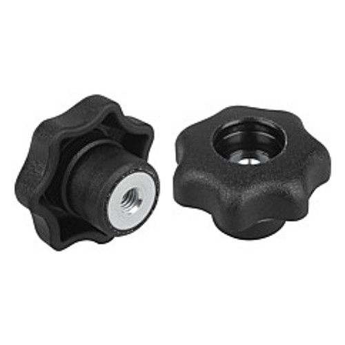 Kipp 3/8"-16 Thread, 50 mm Diameter, Star Grip Knob, Plastic with Steel Bushing, Style D (10/Pkg.), K0155.5A4