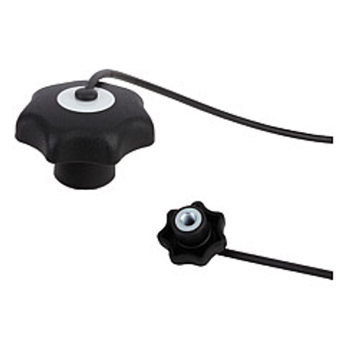 Kipp M6 Inside Diameter, 32 mm Diameter, Star Grip Knob with Safety Lanyard, Plastic with Steel Bushing, Style KS-Black (Qty. 1), K0155.606 Kipp M6 Inside Diameter, 32 mm Diameter, Star Grip Knob with Safety Lanyard, Plastic with Steel Bushing, Style KS-Black (Qty. 1), K0155.606