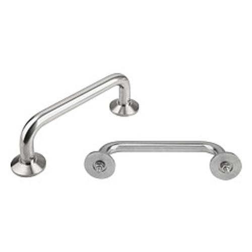 Kipp M8 x 200 mm Pull Handle, Stainless Steel w/ Cover Plates, Front Mounted (1/Pkg.), K0215.2001