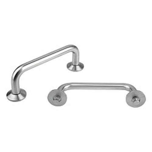 Kipp M8x25 x 200 mm Pull Handle, Stainless Steel w/ Cover Plates, Rear Mounted (Qty. 1), K0215.2002