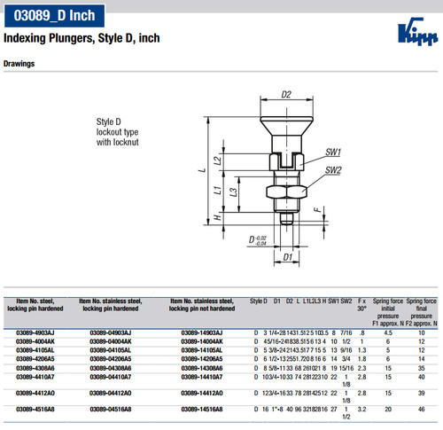 Kipp 3/8"-24 Indexing Plunger with Pull Knob, Stainless Steel, Locking Pin Hardened - Style D (Qty. 1), K0338.04105AL