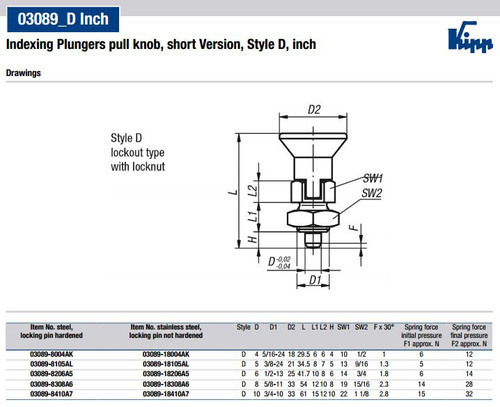 Kipp 5/16"-24 Indexing Plunger with Pull Knob, Steel, Sort Version, Locking Pin Hardened - Style D (1/Pkg.), K0631.8004AK