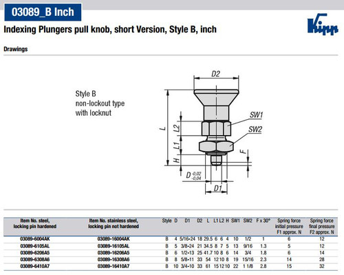 Kipp 5/8"-11 Indexing Plunger with Pull Knob, Steel, Sort Version, Locking Pin Hardened - Style B (1/Pkg.), K0631.6308A6