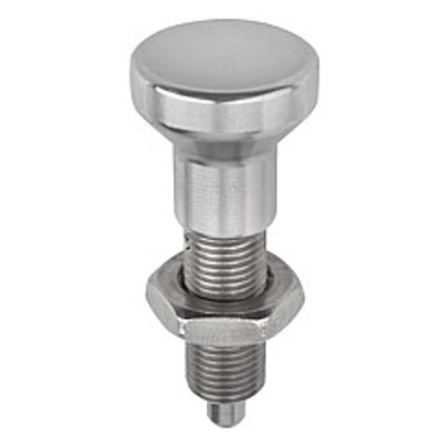 Kipp M8x1 Indexing Plunger without Collar, All Stainless Steel, Locking Pin Hardened - Style H (1/Pkg.), K0634.002004