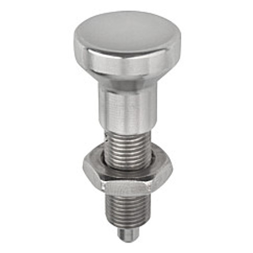 Kipp 3/8"-24 Indexing Plunger without Collar, All Stainless Steel, Locking Pin Hardened - Style H (Qty. 1), K0634.002105AL