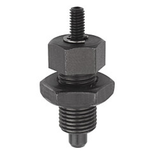 Kipp M20x1.5 (62 mm Length) Indexing Plunger with Threaded Pin, Steel, Locking Pin Hardened - Style F (Qty. 1), K0341.2410