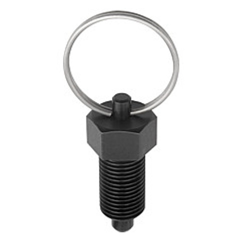 Kipp M12x1.5 Indexing Plunger with Key Ring, Stainless Steel, Locking Pin Not Hardened - Style R (1/Pkg.), K0342.13206