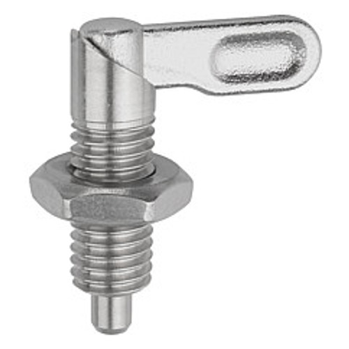 Kipp 3/8"-24 Cam Action Indexing Plunger, 4 mm (D), Stainless Steel, Style B (Qty. 1), K0637.10504AL Kipp 3/8"-24 Cam Action Indexing Plunger, 4 mm (D), Stainless Steel, Style B (Qty. 1), K0637.10504AL