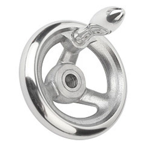 Kipp 180 mm x .500" ID 3-Spoke Handwheel with Fixed Machine Handle, Aluminum DIN 950 (1/Pkg.), K0160.2180XCP