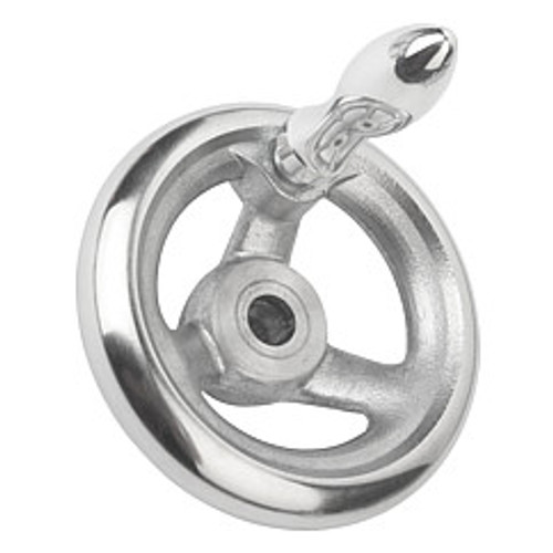 Kipp 315 mm x 26 mm ID 5-Spoke Handwheel with Revolving Machine Handle, Aluminum DIN 950 (Qty. 1), K0160.4315X26