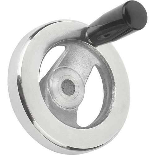 Kipp 100 mm x 10 mm ID 2-Spoke Handwheel with Fixed Machine Handle, Aluminum Planed (1/Pkg.), K0162.2100X10