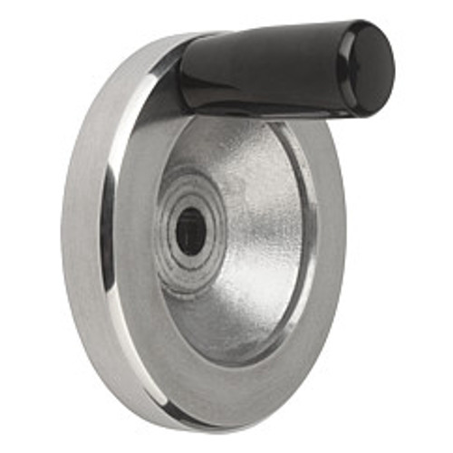 Kipp 125 mm x 12 mm ID Disc Handwheel with Fixed Handle, Aluminum Planed (1/Pkg.), K0161.2125X12