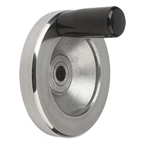 Kipp 140 mm x 14 mm ID Disc Handwheel with Fixed Handle, Aluminum Planed (Qty. 1), K0161.2140X14