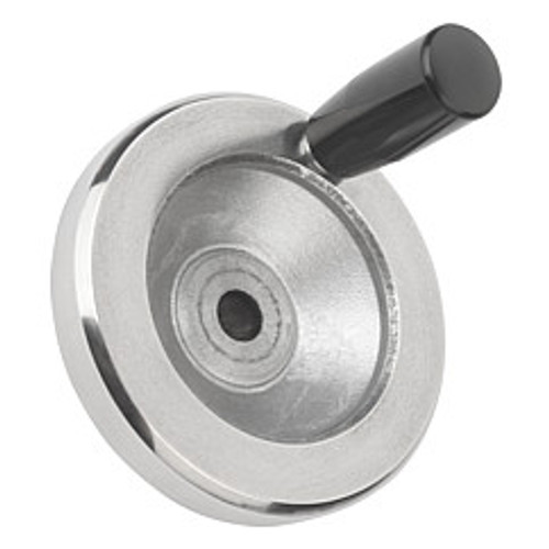 Kipp 160 mm x 16 mm ID Disc Handwheel with Revolving Handle, Aluminum Planed (1/Pkg.), K0161.4160X16