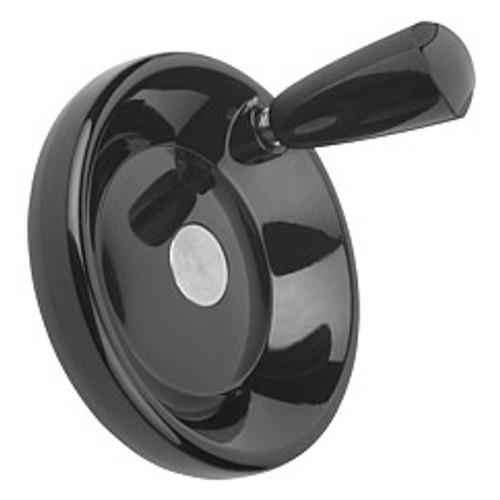Kipp 160 mm x 10 mm ID Disc Handwheel with Revolving Taper Grip, Duroplastic/Stainless Steel, Size 4, Style D - Pilot Hole (Qty. 1), K0164.2160X10