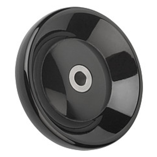 Kipp 140 mm x 14 mm ID Disc Handwheel without Handle, Duroplastic/Stainless Steel, Size 3, Style E - Thru Bore Hole (Qty. 1), K0165.3140X14 Kipp 140 mm x 14 mm ID Disc Handwheel without Handle, Duroplastic/Stainless Steel, Size 3, Style E - Thru Bore Hole (Qty. 1), K0165.3140X14