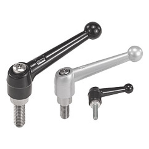 Kipp 1/2"-13x60 Adjustable Handle, Classic Ball Style, Zinc/Stainless Steel, External Thread, Black , Size 4 (1/Pkg.), K0117.4A51X60